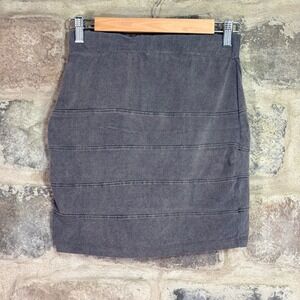 One Step Up Womens Gray Acid Wash Tiered Bodycon Mini Skirt Size M Grunge Edgy